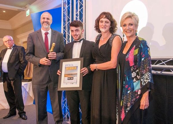 Richard Barnes of CMG accepts award at the North Devon Business Awards