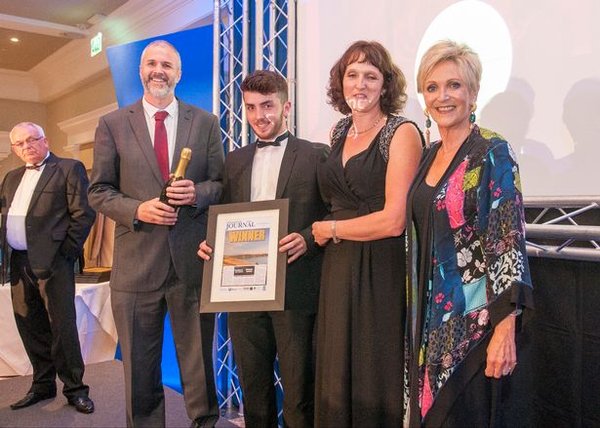 Richard Barnes of CMG accepts award at the North Devon Business Awards