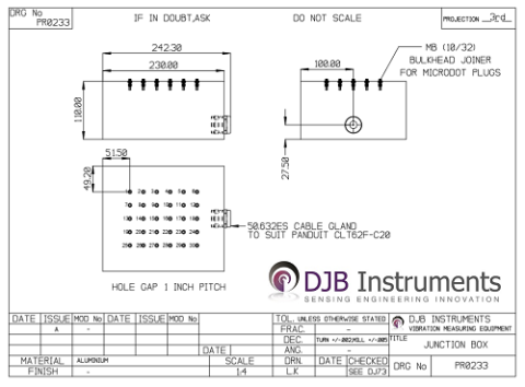 A blueprint sketch of a junction box 