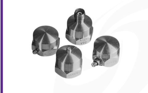 Cut-out image of DJB A/121/V high sensitivity Piezo-Tronic IEPE accelerometer on white background