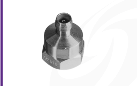 Cut-out image of DJB A/21 high sensitivity piezoelectric accelerometer on white background