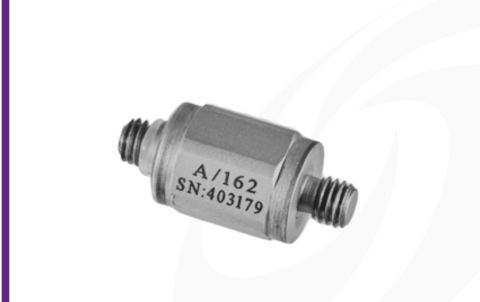 Cut-out image of DJB A/162 high shock Piezo-Tronic IEPE accelerometer on white background