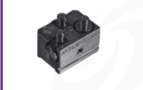 Cut out shot of triaxial IEPE accelerometer