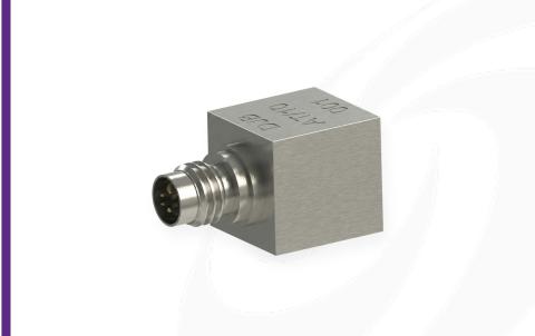 DJB AT/10-1 tri-axial IEPE accelerometer in a titanium case with side entry connector