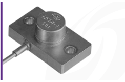 Cut-out image of DJB A/52/F industrial piezoelectric accelerometer on white background