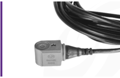 Cut-out image of DJB A/140/SC low cost industrial IEPE accelerometer on white background