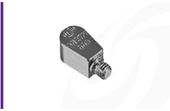 Cut-out image of DJB A/27/E miniature piezoelectric accelerometer on white background