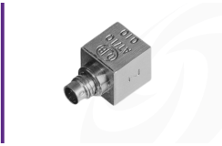 Cut-out image of DJB AT/01 miniature piezoelectric triaxial accelerometer on white background