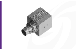 Cut-out image of DJB AT/18 ultra miniature triaxial IEPE accelerometer on white background