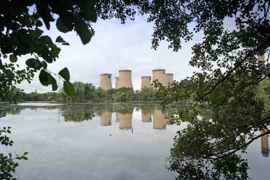 Drax Power Station reflected in the water