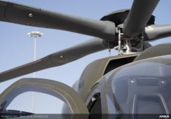 Close up shot of Airbus HM145 helicopter rotor blades