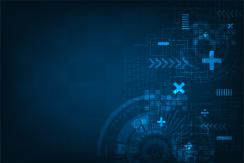 Blue background illustrating computer software