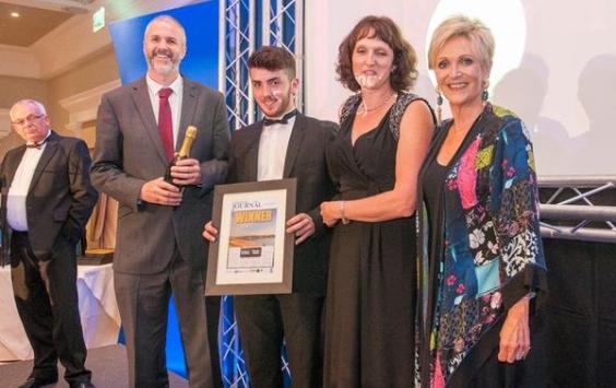 Richard Barnes of CMG accepts award at the North Devon Business Awards