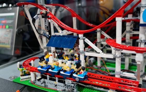 A motorised lego rollercoaster