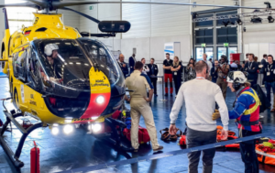 Yellow helicopter on display at the European Rotors Show 