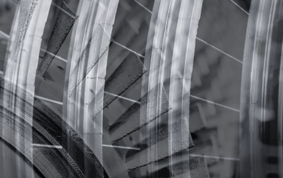 Close up image of industrial turbine on a power station