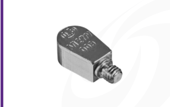 Cut-out image of DJB A/127/V micro miniature Piezo-Tronic IEPE accelerometer on white background