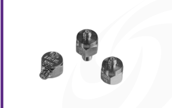 Cut-out image of DJB A/124/E miniature Piezo-Tronic IEPE accelerometer on white background