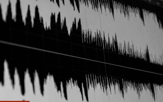 Close-up of a waveform displayed on a computer screen, in black and white.